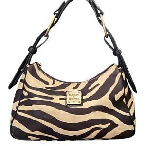 Dooney & Bourke Leather Zebra Print Cream & Black Satchel Handbag